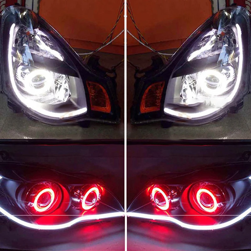 DRL Daytime Running Lights White Turn Signals Guide LED Strip Light for Headlight Assembly Drop Shipping diode lamps cars | Автомобили и