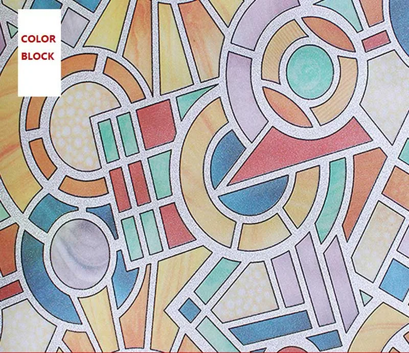 Color block 45 см x 200 см без клея Электростатическая стеклянная пленка стикер окно ванная комната крышка унитаза затемненное уединение Непрозрачное окно стикер s - Цвет: Color block