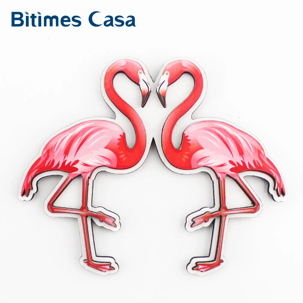 Магниты на холодильник Bitimes Love Flamingo магнитная наклейка из MDF для украшения дома