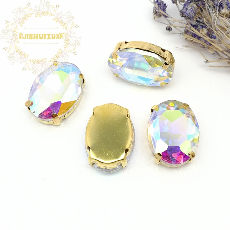Бесплатная доставка! Овальные Стразы с кристаллами AB из хрустального стекла для