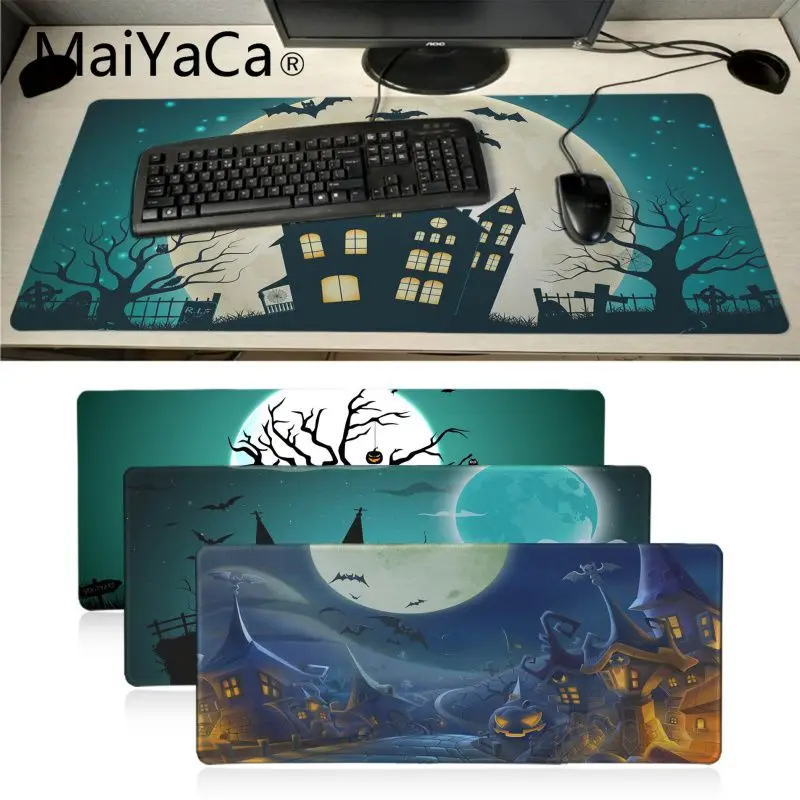 

Maiyaca Хэллоуин полная луна кладбище тыквы DIY Дизайн Шаблон коврик для мыши Блокировка края клавиатуры коврик для стола коврики для мыши Аниме