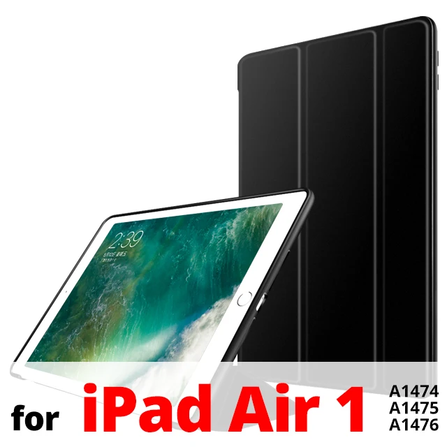 Black for Air 1 Умный чехол для iPad Air 2 Air 1 9,7 с магнитной подставкой, силиконовая Мягкая задняя крышка из ТПУ для iPad 5 6 из искусственной кожи чехол для iPad Air 2 Чехол - Цвет: Black for Air 1