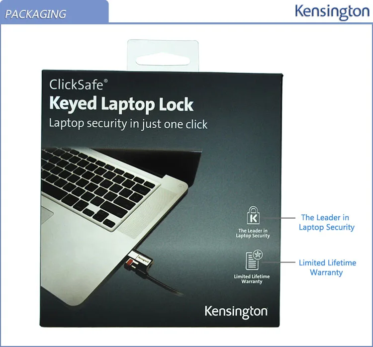 Противоугонный замок для ноутбука Kensington ClickSafe с ключом и ультрабуком, 1,5 м, безопасная кабельная цепь, розничная посылка K64664