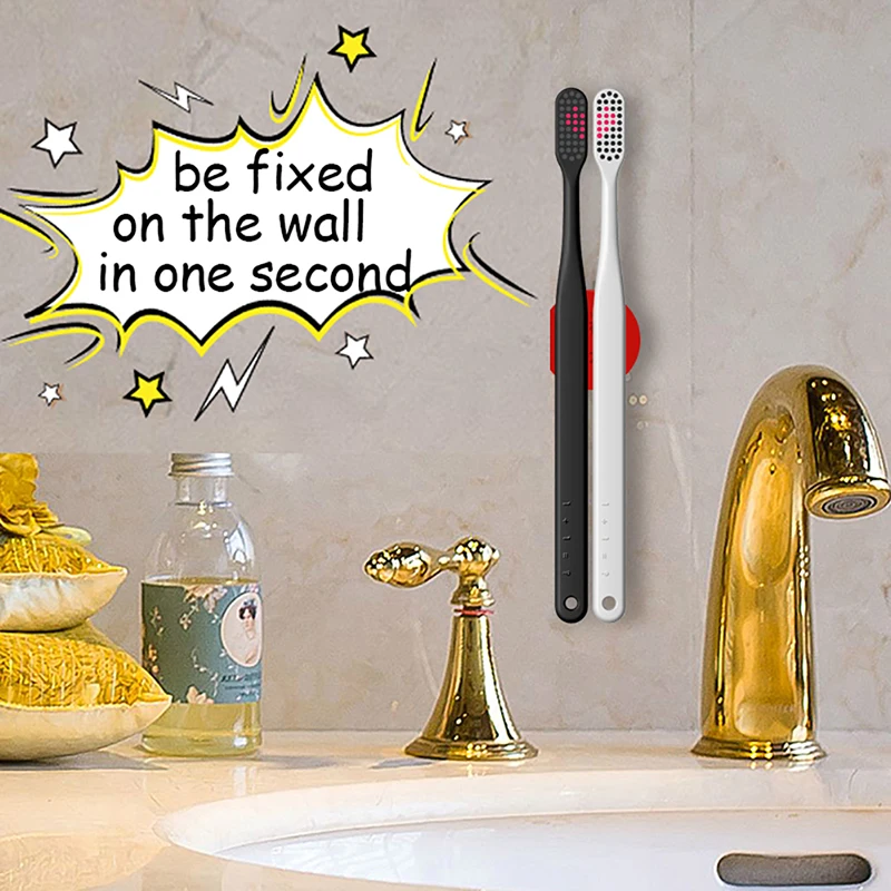 

New2pcs Lovers Environmental Charcoal Health Toothbrush Oral Care Teeth Cleaning Couple Soft Bristle Red Black Handle Brushes