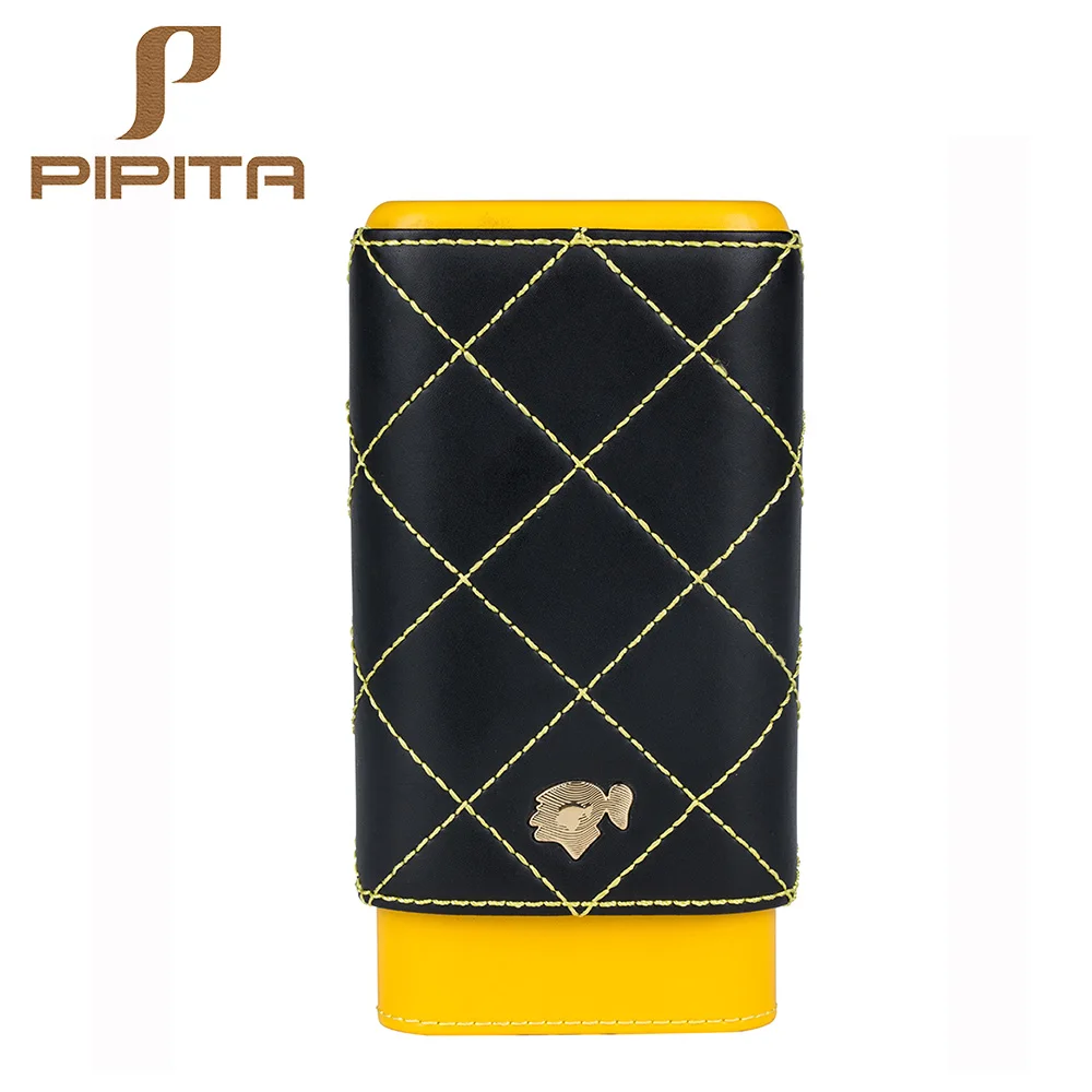 

Чехол для сигар COHIBA, 3 держателя, черный, желтый Дорожный Чехол для сигар из искусственной кожи, чехол для сигар, обернутый кедровым тубусом, ...
