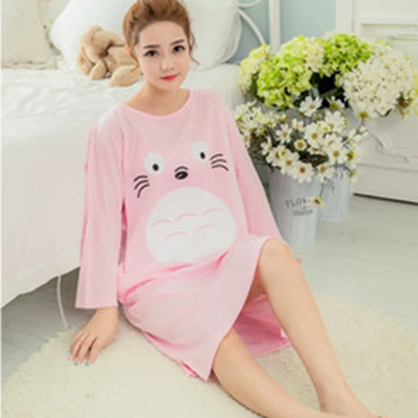 pink 1 KISBINI для женщин пижамы хлопковые летние женские милый кот ночная рубашка ночная одежда для беременных повседневное домашняя - Цвет: pink 1