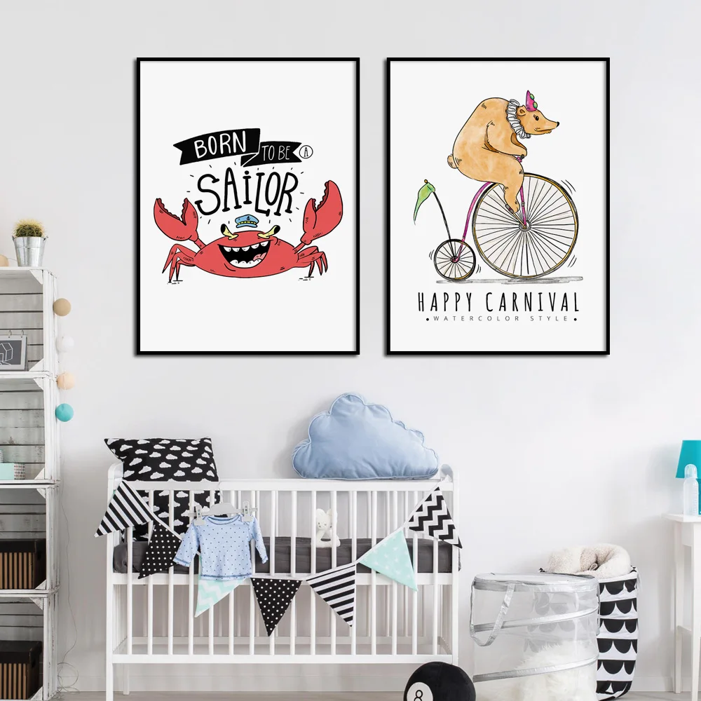 Забавный ручной нарисованный Краб пончик Винтажный Велосипед скандинавские