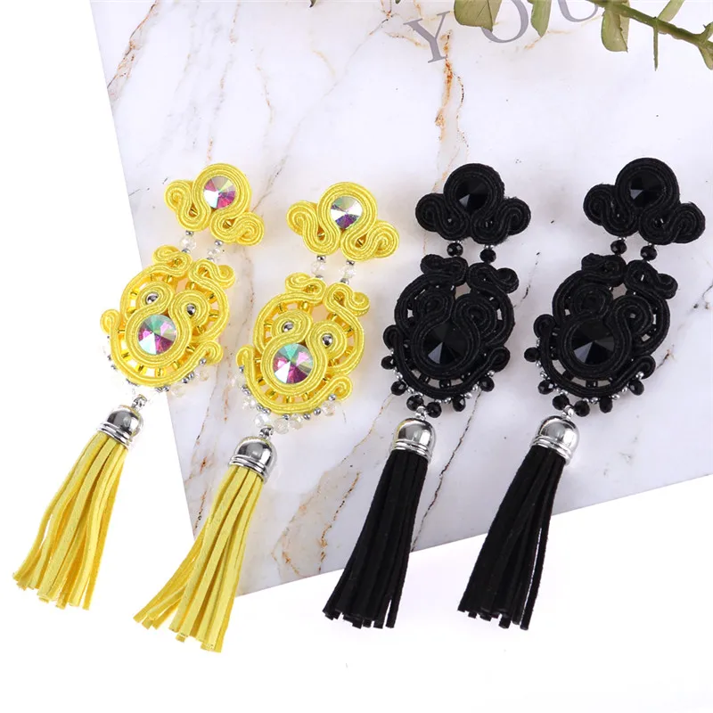 KPACTA простые этнические драгоценные серьги-кисточки для женщин Стразы сумуж