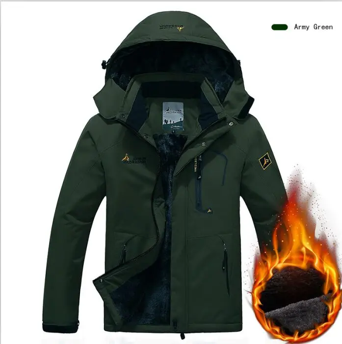 Army Green Мужская куртка для пешего туризма зимняя флисовая Водонепроницаемая уличная куртка спортивная теплая брендовая куртка для пешего туризма кемпинга треккинга лыжного спорта 001 - Color: Army Green