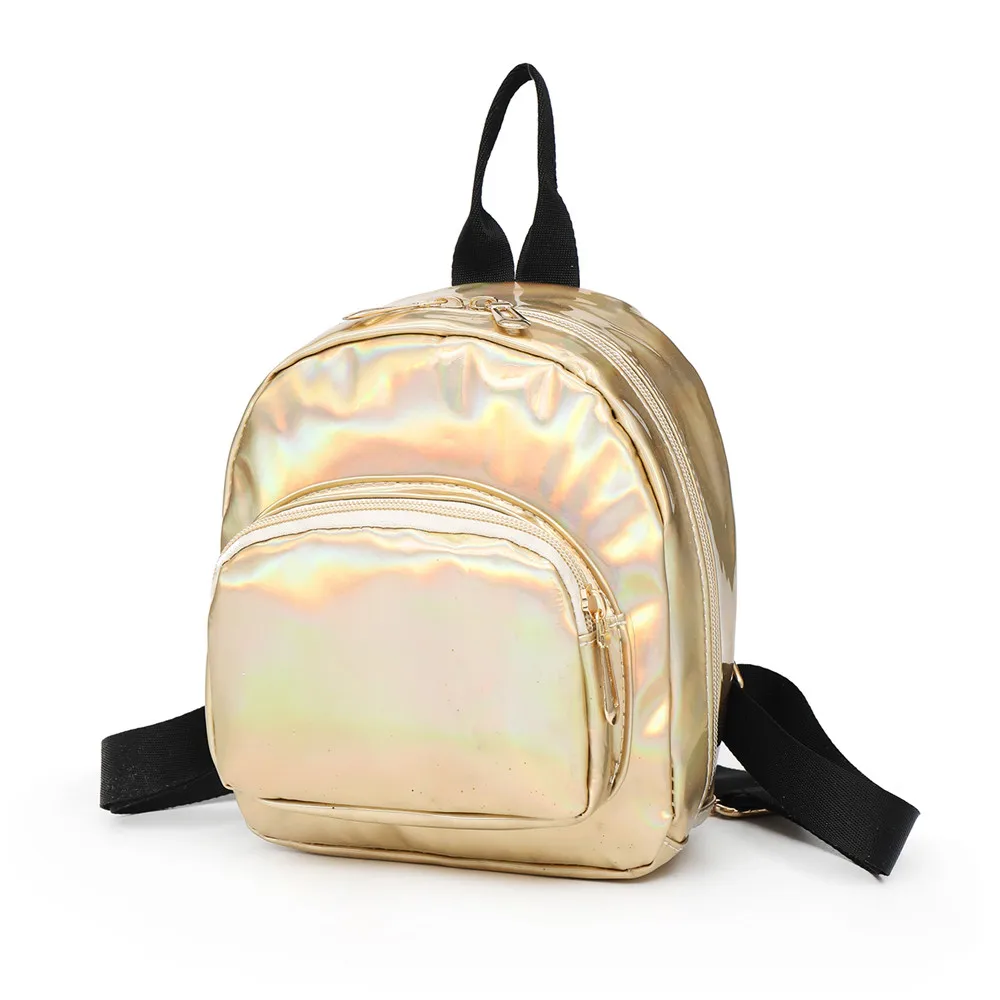 Women Laser Hologram PVC Backpacks Girls Shoulder School Backpack Female Small Leather Holographic Travel Bag Mochila Feminina