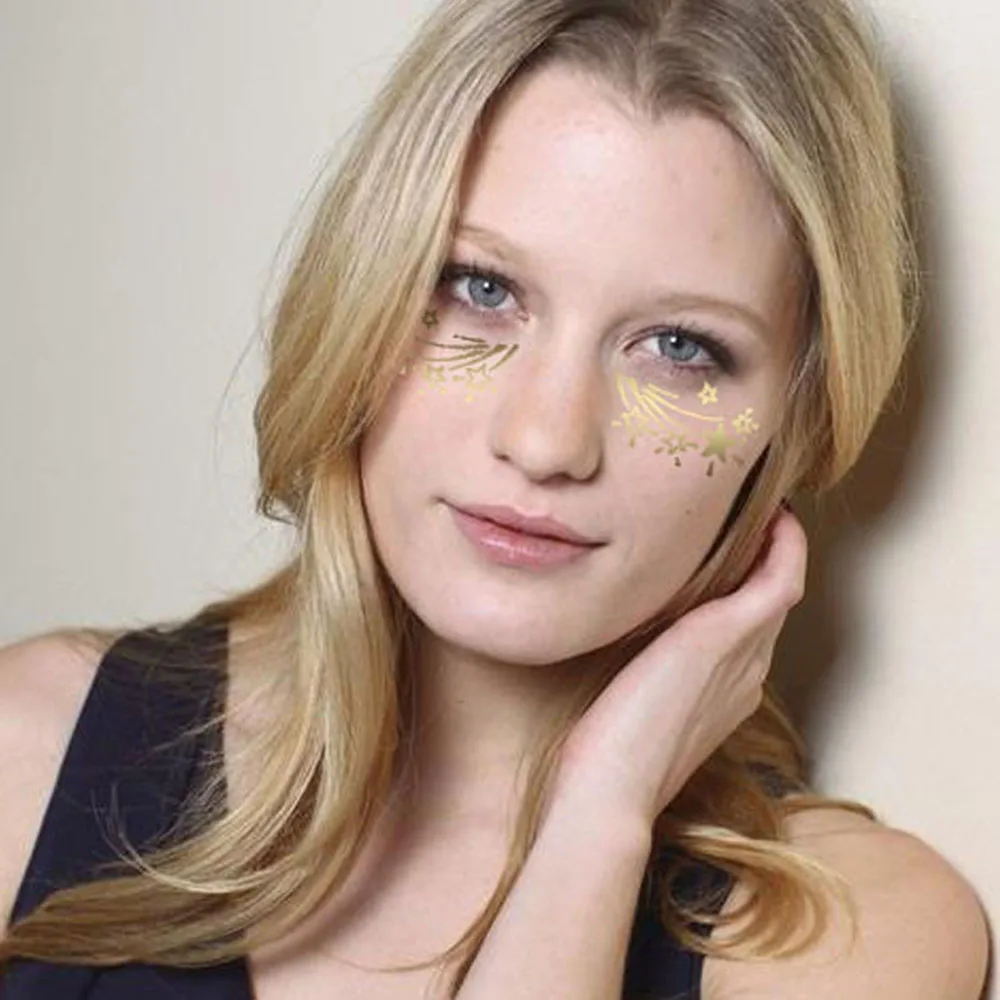 1 упаковка золотых татуировок на лицо модные водостойкие наклейки для макияжа с