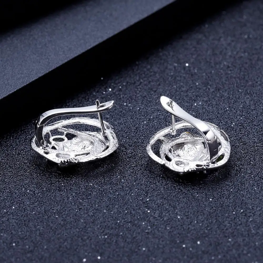 Серьги-клипсы женские из серебра 925 пробы с натуральным аметистом и Перидотом |