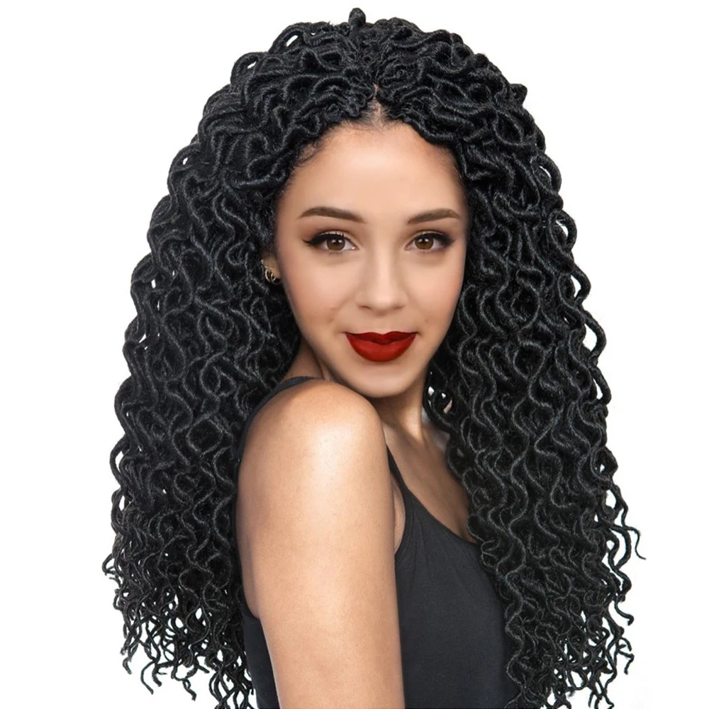 Faux locs кудряшки косички 18 Inch 5 цветов Синтетический Шнур для наращивания в богемном стиле Faux locs вьющийся кроше Высокая температура волокна