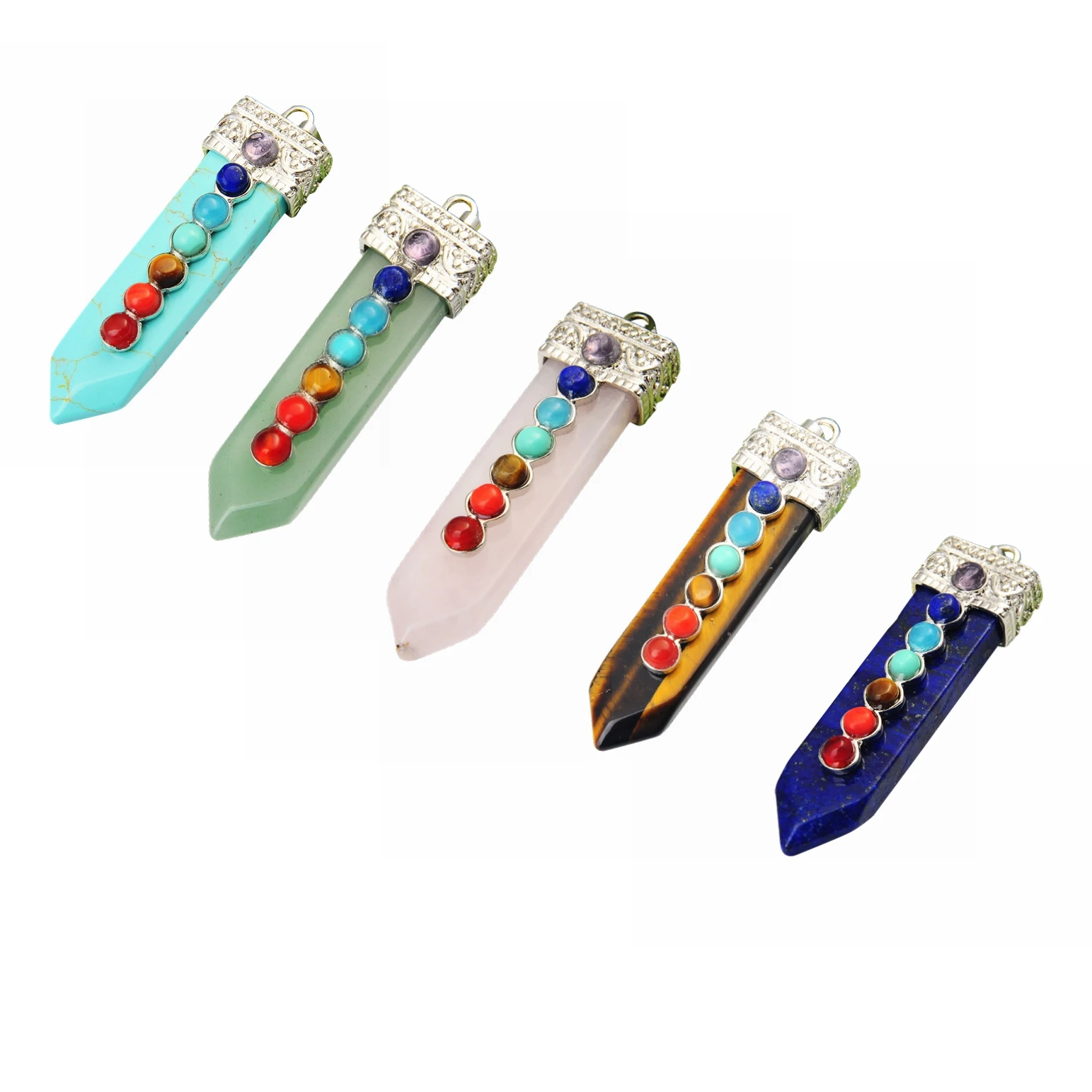JOYA 2019 New Valentine's Day Gift Lady Pendant Natural Crystal Seven Chakra Sword Stone | Украшения и аксессуары