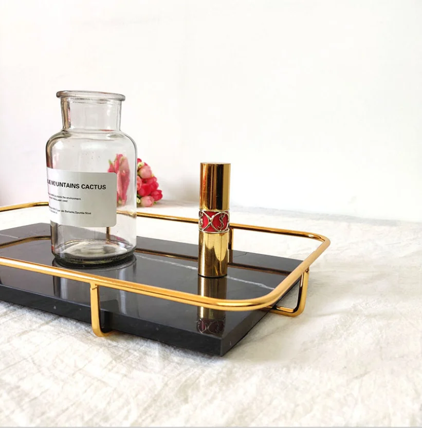 Креативные мраморные металлические лотки поднос для фруктов хлеба украшения