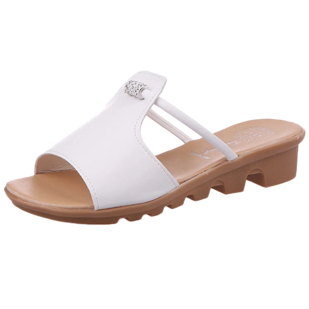 SAGACE/женские модные летние шлепанцы на танкетке с ажурными бусинами и стразами