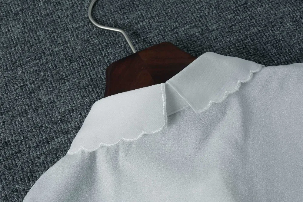 Свитер женский белый шифоновый с искусственными кристаллами|blouse collar|collar shirtwhite