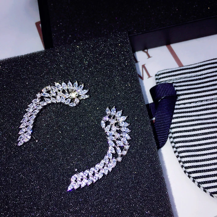 Женские ААА серьги каффы в виде крыльев Ангела|aaa cubic zirconia|cubic zirconiaearrings earring |