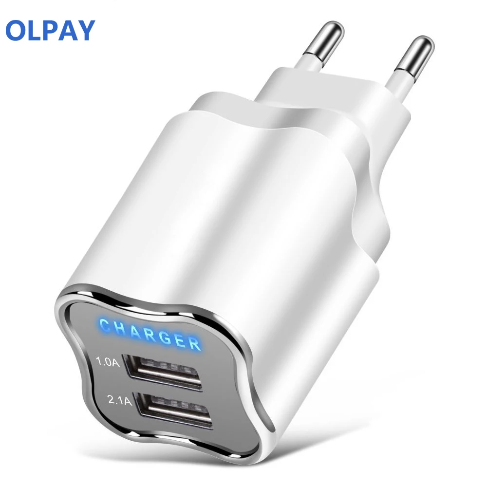 EU/US Plug 2 Port USB Charger 5V 2.1A Wall Adapter Phone Samsung S9 Millet Tablet Portable Usb Charging | Мобильные телефоны и