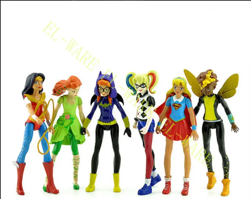 6 шт./компл. DC Comic Super Hero Girls Harley Quinn Batgirl Kid PVC Аниме фигурки Модель Коллекционная
