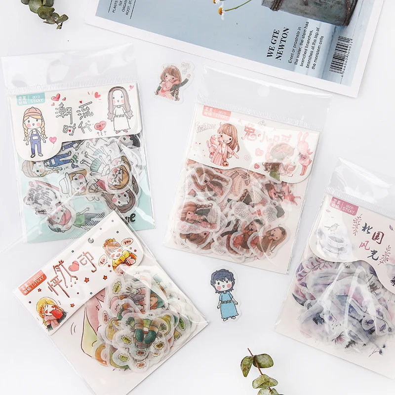 40 шт./лот красивые Мультяшные Детские декоративные бумажные наклейки упаковка
