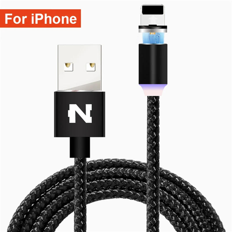 iOS Black Магнитный зарядный кабель для iPhone 6 6S 7 8 Plus XS MAX XR i Phone Micro USB/MicroUSB/type C Android Galaxy S8 S9 зарядное устройство длиной 1 м 2 м - Цвет: iOS Black