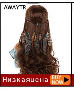 AWAYTR индийские волосы перо головная повязка для женщин новейшая головная повязка головной убор для хиппи павлиньи перья украшения вечерние украшения