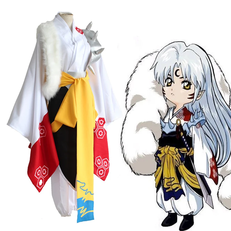 Аниме InuYasha Косплей костюмы Sesshoumaru Костюм Кимоно Хэллоуин Карнавальная Вечеринка