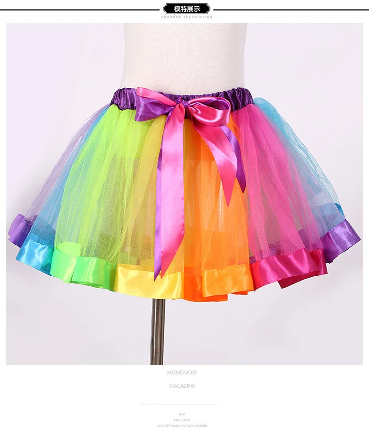 Радужная юбка пачка для девочек детская балета Танцевальная выступлений в стиле