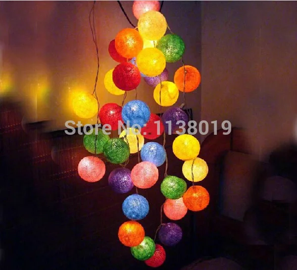 string lights bulb 20 COLORFUL Multicolor Cotton Balls String Lights Fairy Home/Patio Weddings XMAS Decoration 3m | Освещение