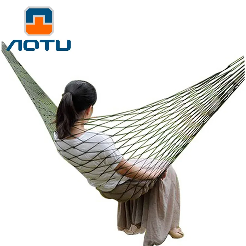 

AOTU 180*80cm Army Green Single Person Mesh Hammock Portable Hanging Net Sleeping Bed Swing for Garden Outdoor Camping Picnic