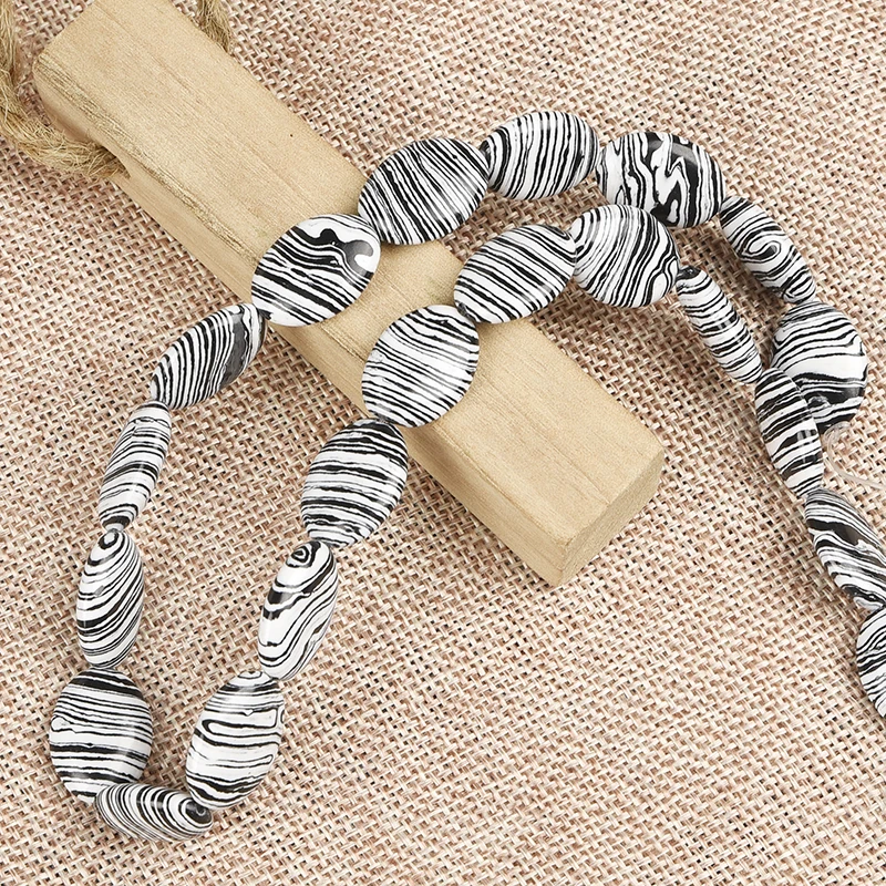 Черно-белый камень в полоску с зеброй 18*14*5 мм имитация камня свободные бусы