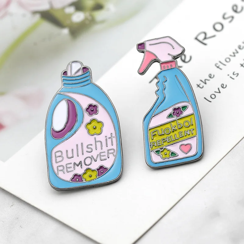 Мультфильм репеллент моющее средство в коробке фри эмаль булавки броши отворот