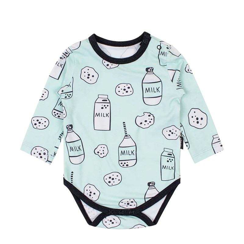 Milk biscuit TinyPeople симпатичный костюм для маленьких мальчиков футболка с длинными рукавами для девочек; Infant bebe; боди с принтом из мультфильмов для новорожденных, детская одежда, комбинезон, подарок - Цвет: Milk biscuit