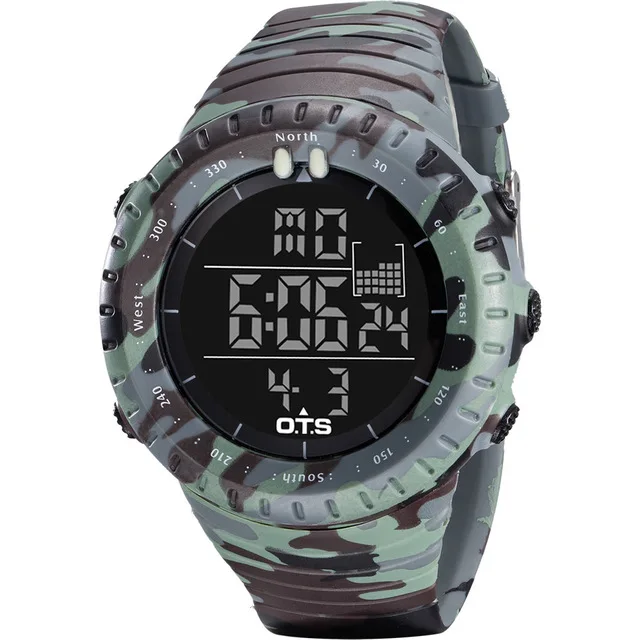 Light Camouflage OTS цифровые часы мужские спортивные часы 50 м водонепроницаемые часы с большим циферблатом светодиодный часы для улицы военные светящиеся наручные часы - Цвет: Light Camouflage