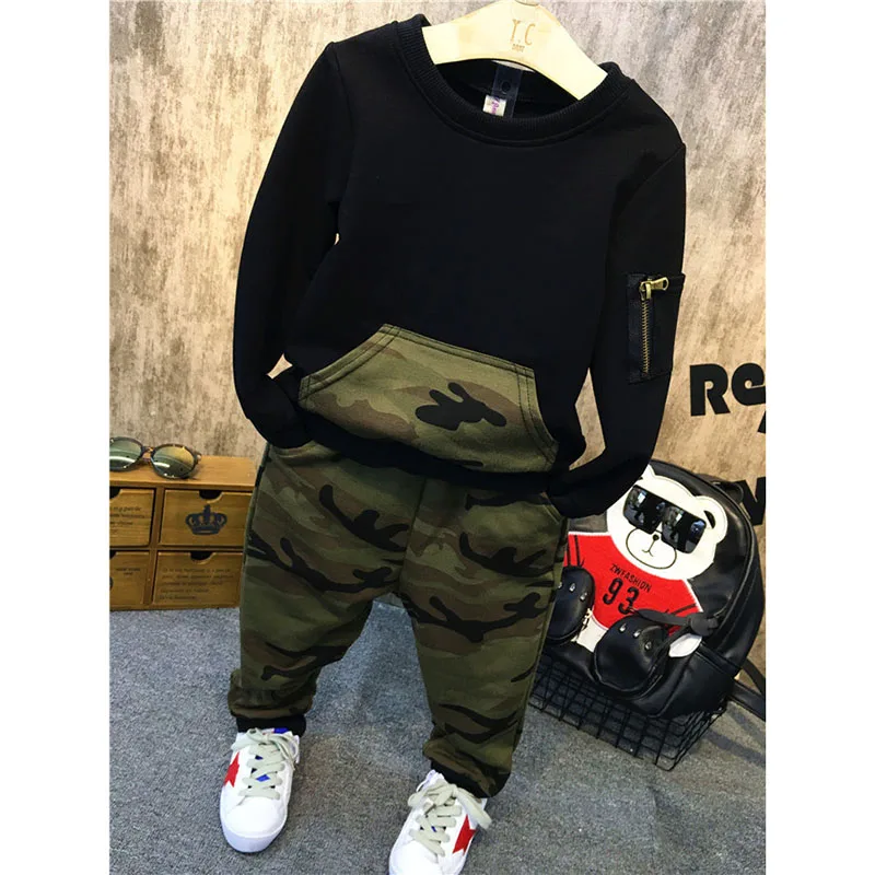 Одежда для мальчиков 2019 весенне-Осенняя детская одежда камуфляжный пуловер с