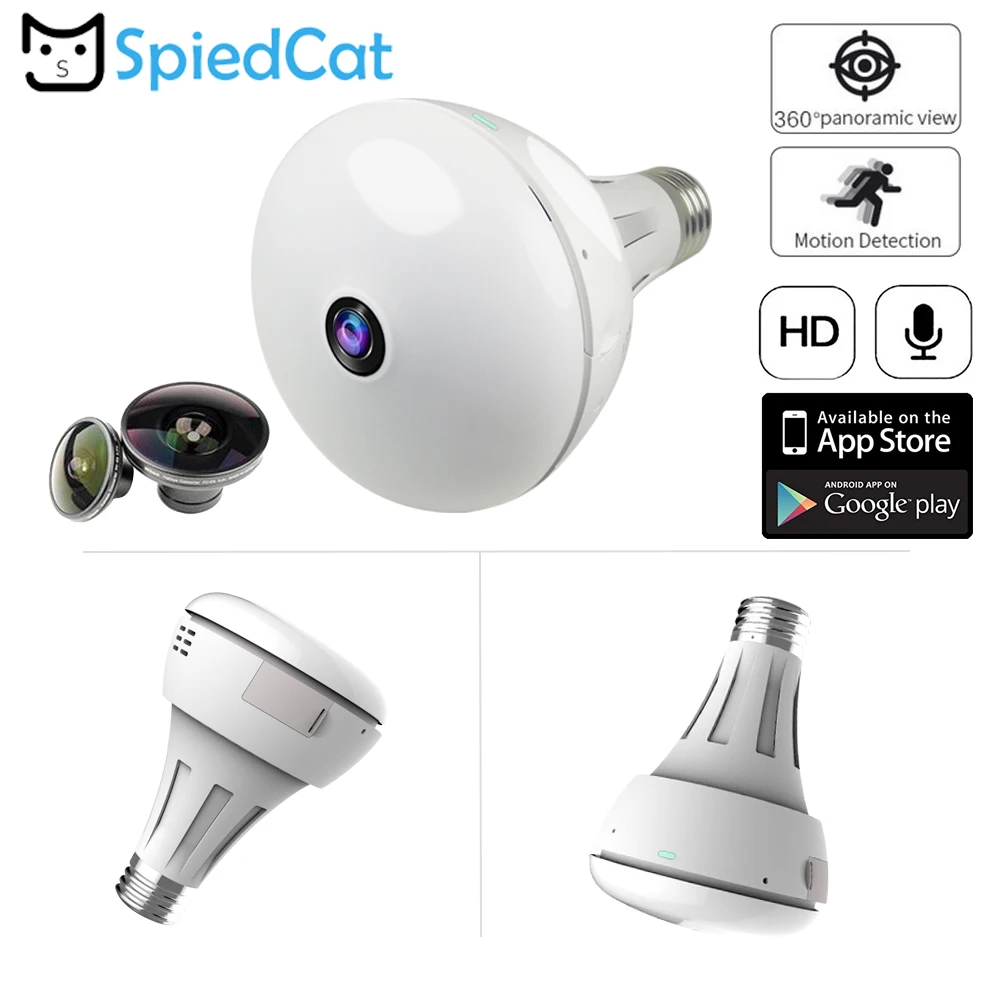 360 градусов 2MP HD беспроводной панорамный умный ламповый светильник IP VR wifi рыбий