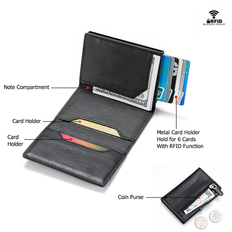 Bycobecy RFID многофункциональный держатель для карт кошелек мужчин кожаный кредитных