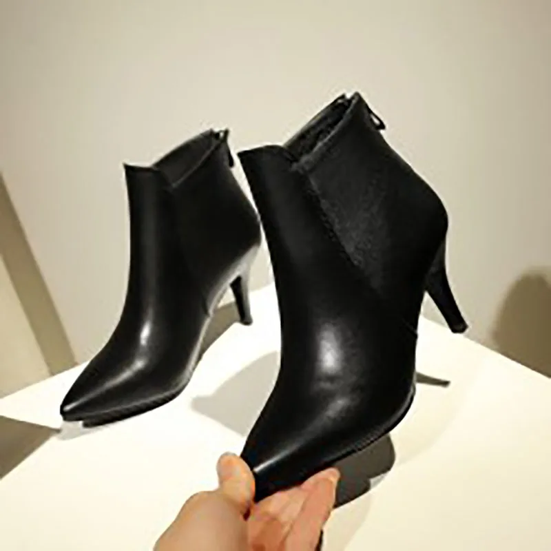 Новые модные туфли коллекция 2018 года сезон весна-осень ботильоны из воловьей