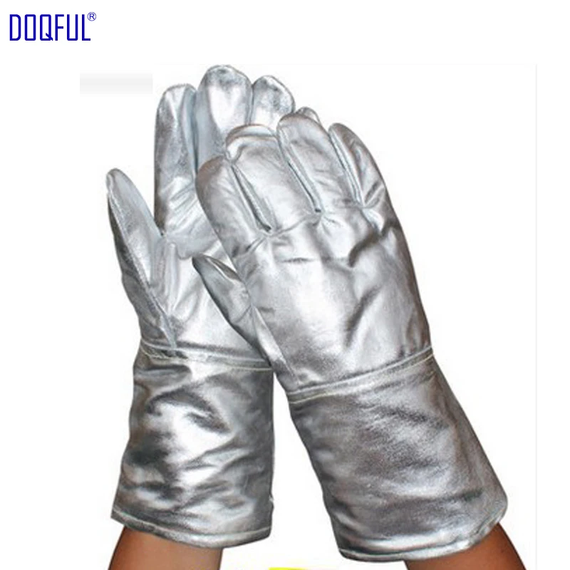 Work Gloves Heat Insulation 1000 Degree Aluminum Foil Fabric High Temperature Working Thermal Radiation Glove Fire Protection |