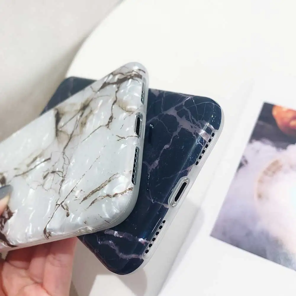 Boucho Phone Case For iphone XS MAX XR X Fashion Conch Shell Colorful Marble Cover 8 7 6 6S Plus 8plus Soft Cases |