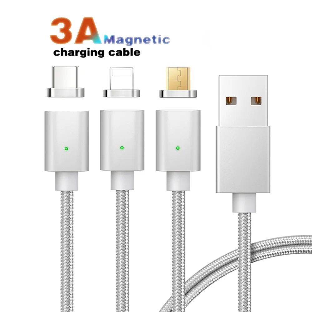 5А магнитное зарядное устройство USB кабель для зарядки данных для IPhone Micro usb type C мобильный телефон Быстрая зарядка магнит Зарядное устройство USB кабель 3 штекера