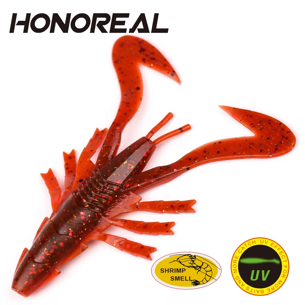 HONOREAL 3 шт. 6 5 см блестящие УФ креветки сильный запах мягкие раки рыболовные