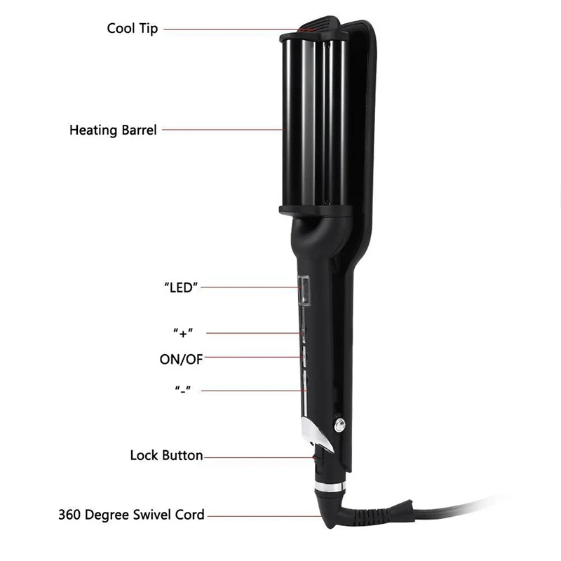 Щипцы для завивки волос TOHUAN керамические щипцы с 3 роликами ЖК-дисплеем быстрая