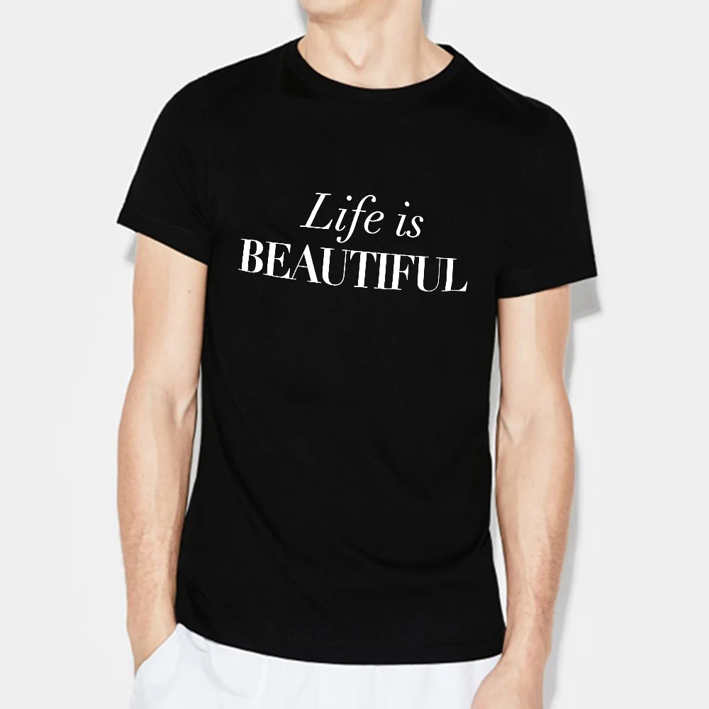 QIM Новая мужская футболка Летняя 2019 хлопковая модная с принтом Футболка круглым
