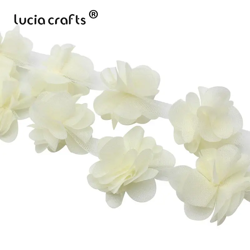 Lucia crafts ПРИБЛИЗИТЕЛЬНО 5,5 см 3D шифон цветы кружево отделка шитье поставки платье украшение кружевная ткань аппликация V0401