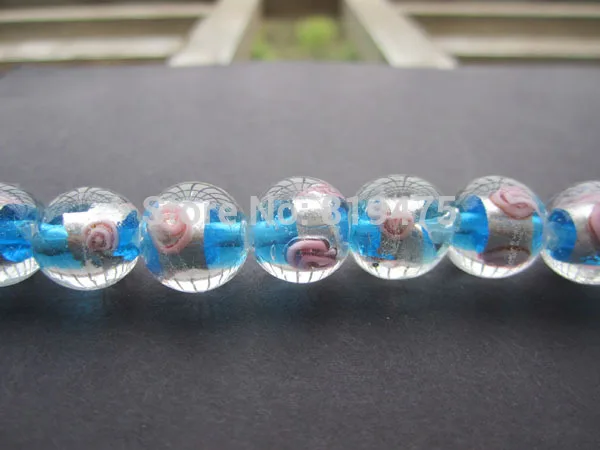 Бусины в виде цветка с белой фольгой голубого цвета для изготовления ювелирных