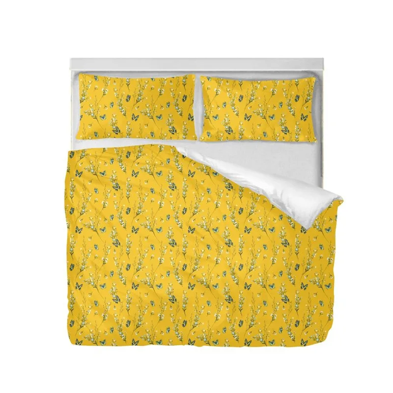 Комплект постельного белья Модный цветочный принт бабочки 3D пододеяльник король