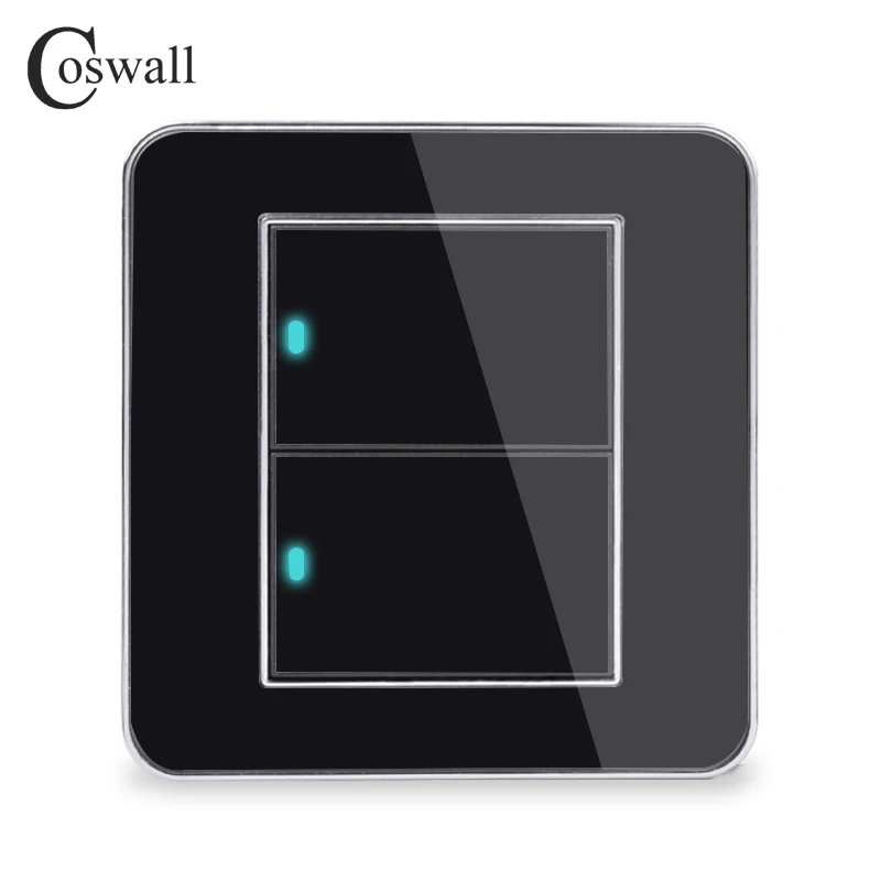 Coswall, Новое поступление, 2 банды, 2 способа случайного нажатия, вкл/выкл, настенный светильник, переключатель, светодиодный индикатор, акриловая кристальная панель