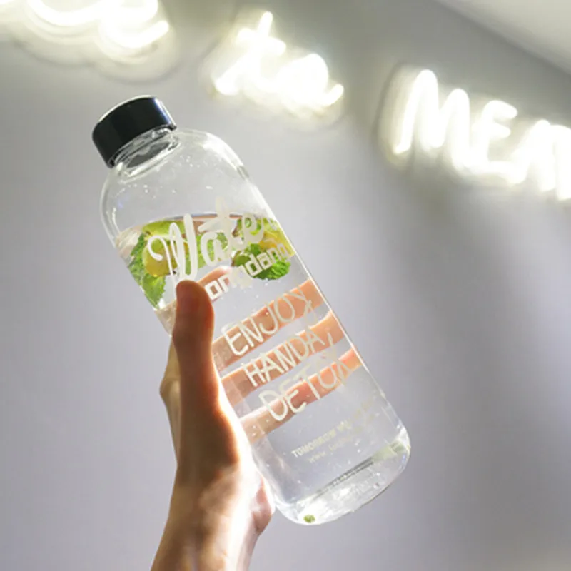 950ml bottle 1000 мл/600 мл большая емкость Спортивная бутылка для фруктового лимонного сока прозрачная портативная пластиковая бутылка для воды - Цвет: 950ml bottle